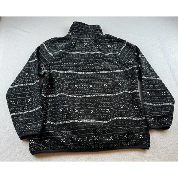 Jachs Cabin Fair Isle 1/4 Snap Pullover Black White Women's Size L EUC Cozy - Picture 12 of 12